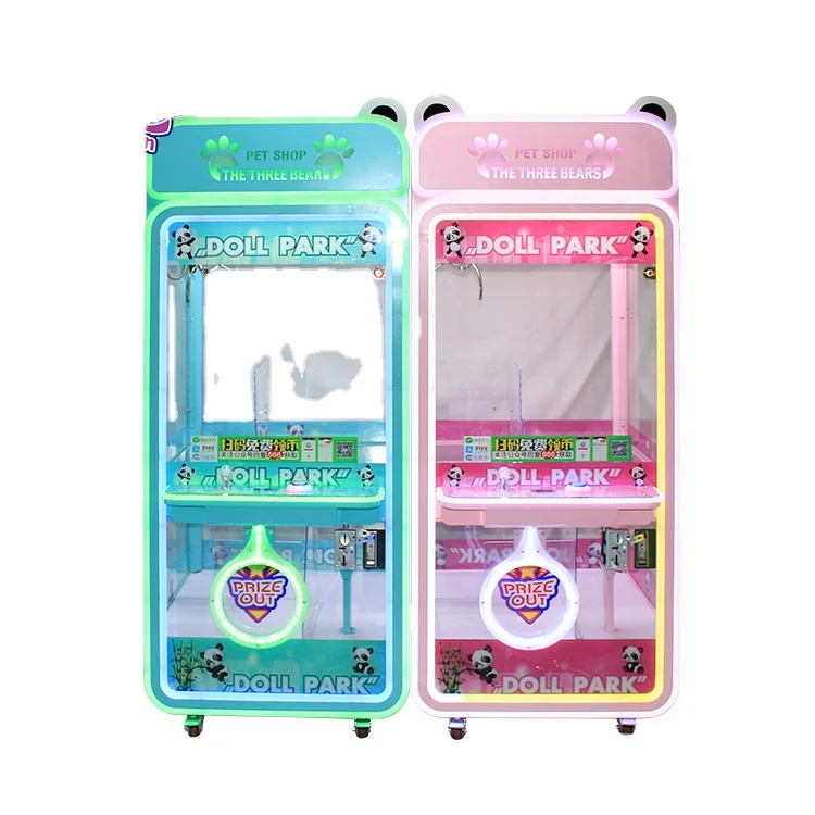SUNMO  Fully transparent chassis Coin Operated Games Gift Crane Toy Vending Claw Crane Game Machine
