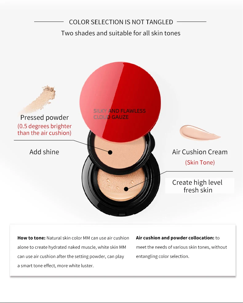 Custom Logo Full Coverage Moisturizing Beauty BB Cream Air Cushion Foundation Waterproof Whitening Makeup Cushion Foundation