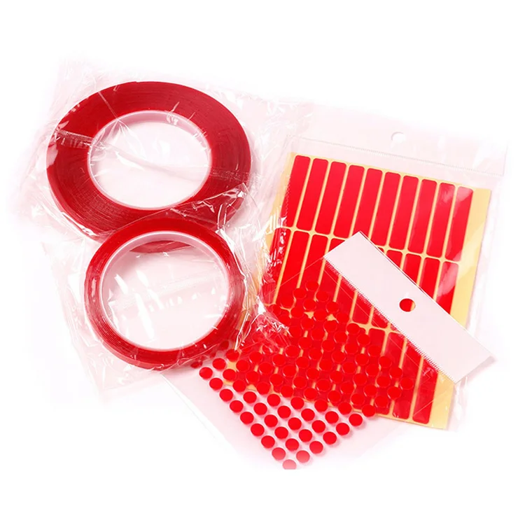 Customized Size Red Transparent Nano Reusable Tape Acrylic Clear Double Sided Adhesive Nano Tape