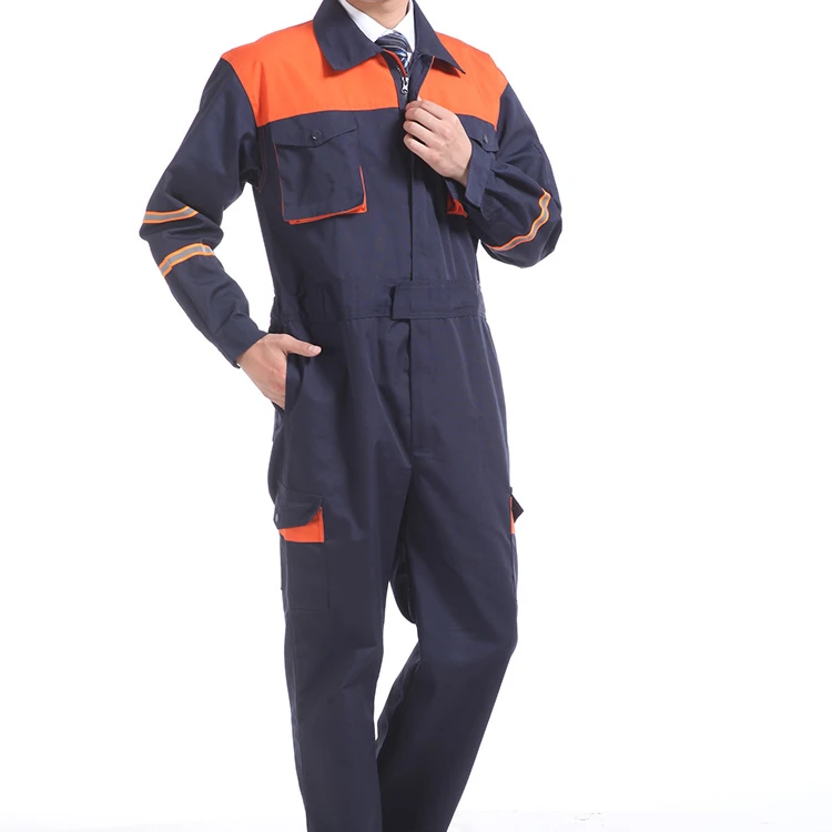 
Hi vis Industrial long sleeve jumpsuit OEM construction work uniform coverall workwear for men 
