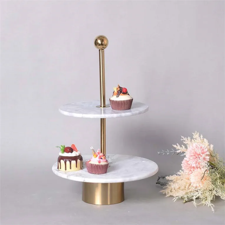 Decoration 2 Layer Fruit Plate Set Luxury Dessert Plate Home Snack Cake Tray Candy Snack Serving Tray With Lid Multi Layer