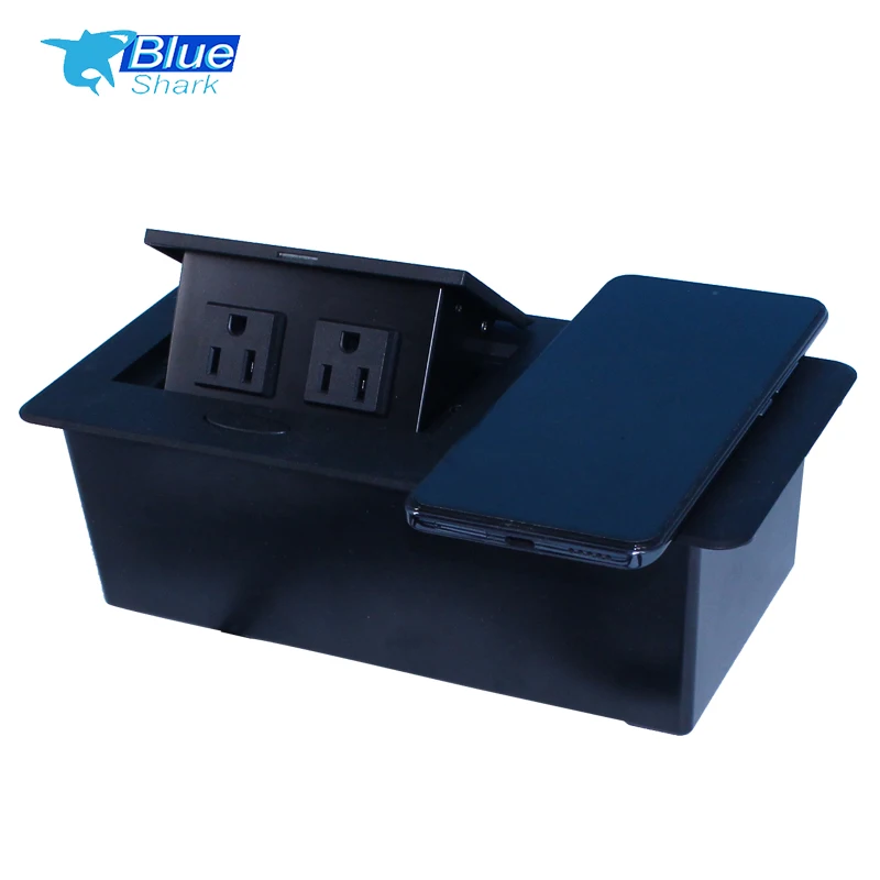 US Standard Table Hidden Pop Up Power Socket 10W Wireless Charging Pop Up Socket Kitchen Smart Phone USB Pop Up Socket Outlet