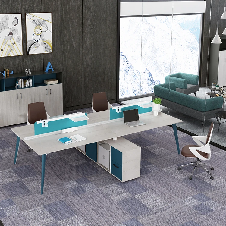 Customize Office Partition Furniture Cubicle 6 Person Workstation L Shape Executive Office Table