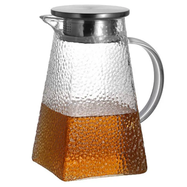 1.3L hammer pattern new style chinese glass teapot pitcher  with 304 lid