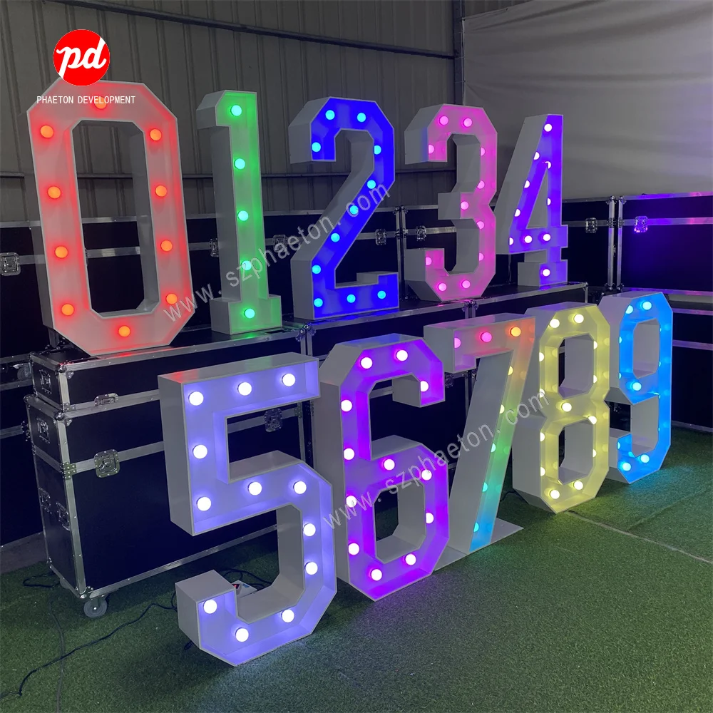 Party Supplies Stage Lights 4ft Big RGB Light Up Marquee Led Letter Numbers 0-9 for 10th 15th 21st Birthday Party Decorations