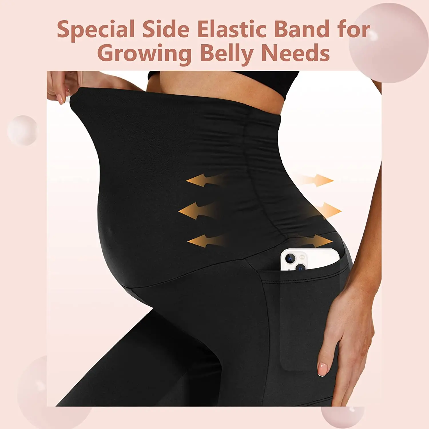 Women High Waist Essential Stretch Secret Fit Belly Legging Pregnancy Skinny Pants Maternity Leggings with Pocket