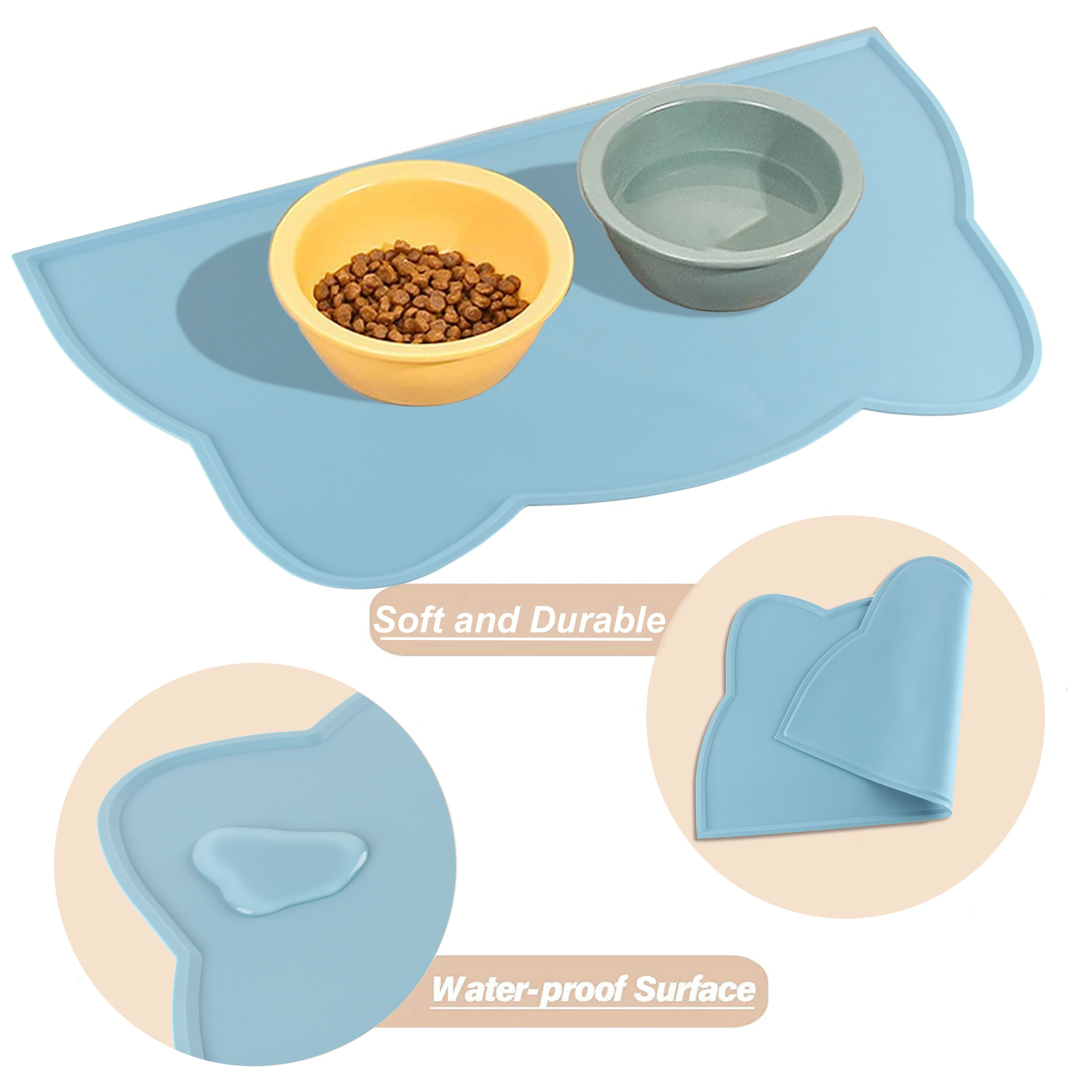 Non-stick Customized Waterproof Silicone Cat Dog Pet Food Mat Silicone Pet Feeding Mat
