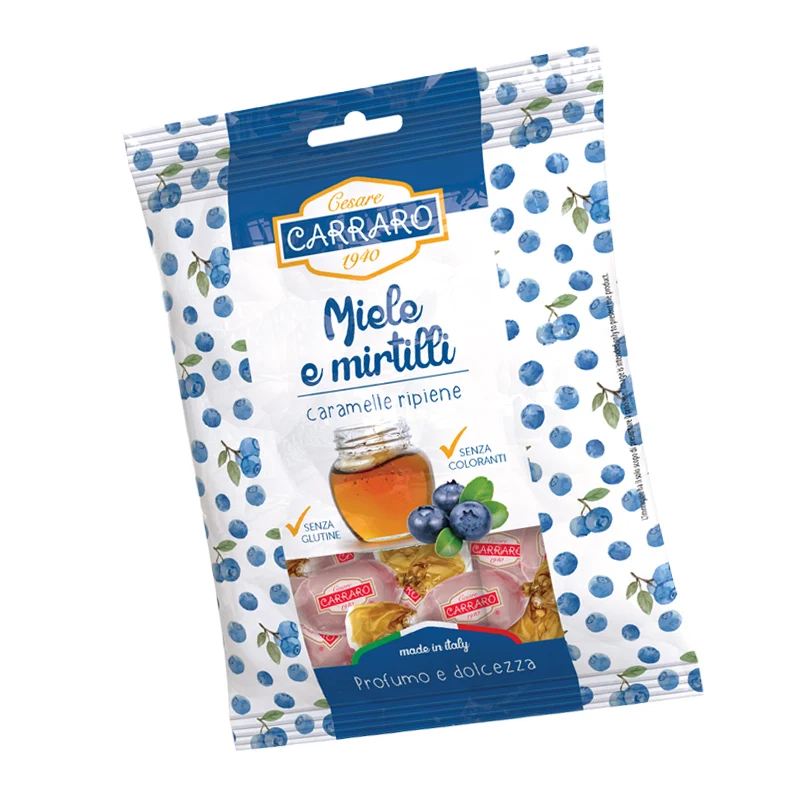 Premium 100G / 500G Center Filled Hard Italian Incap Candy With Best Italian Honey Candy Technology And Candy Blueberry