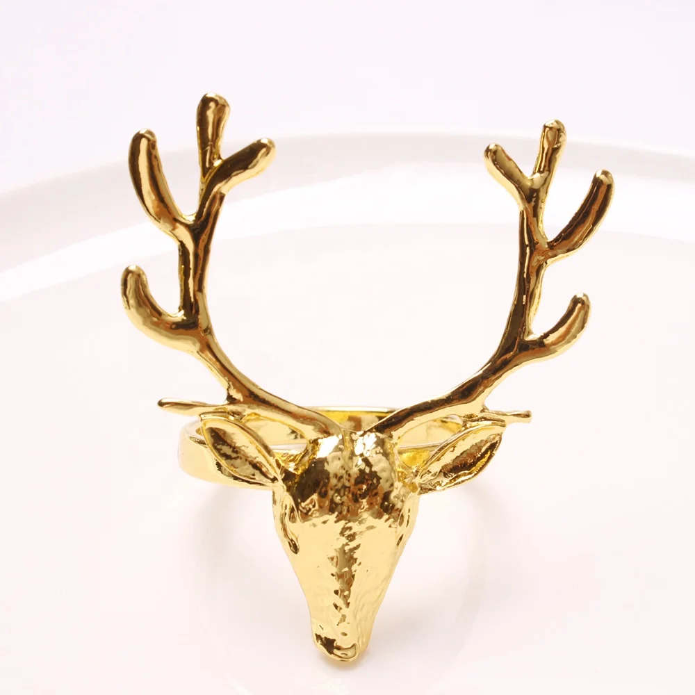 Napkin Ring Holder Party Wedding Hotel Table Decor Metal Reindeer Horn Custom Napkin Rings