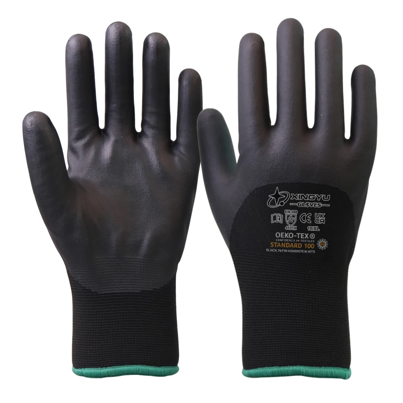 Construction construction wholesale customized black nitrile coating 3/2 impregnated work gloves protective safety gloves
