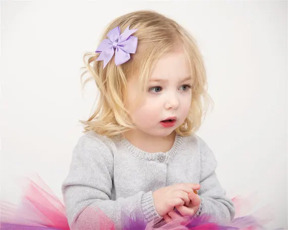 
7.6cm 3 inch 20 Colors Custom Wholesale grosgrain ribbon pinwheel Girls hair bows with Hair Clips 