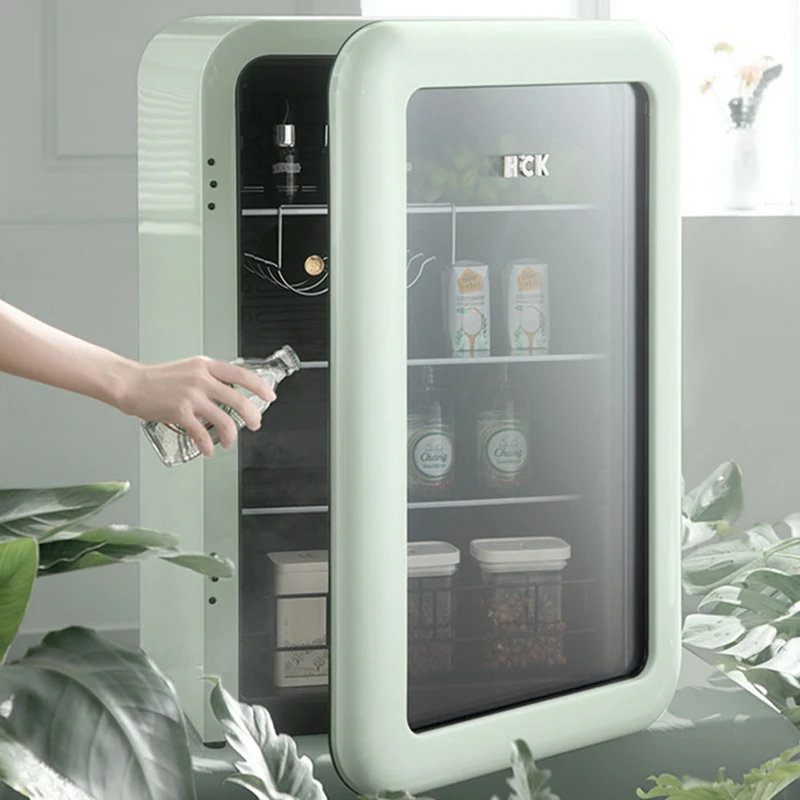 HCK small bar fridge 60Hz 110V household refrigerator with transparent glass door optional brown glass
