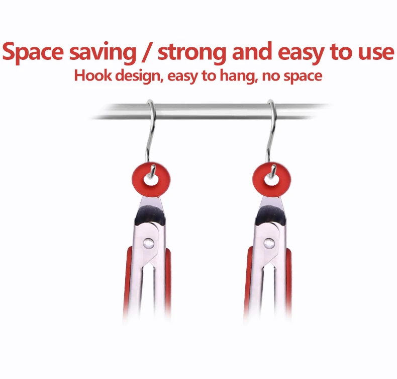 High quality gloves shape 2pcs locking kitchen tongs stainless steel silicone food serving tongs