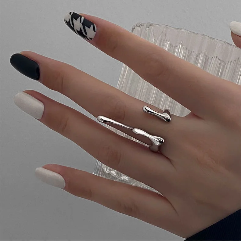 Creative Irregular Liquid Lava Opening Ring for Women Men Unisex Chic Niche Simplicity Rings Jewelry Party Accessories