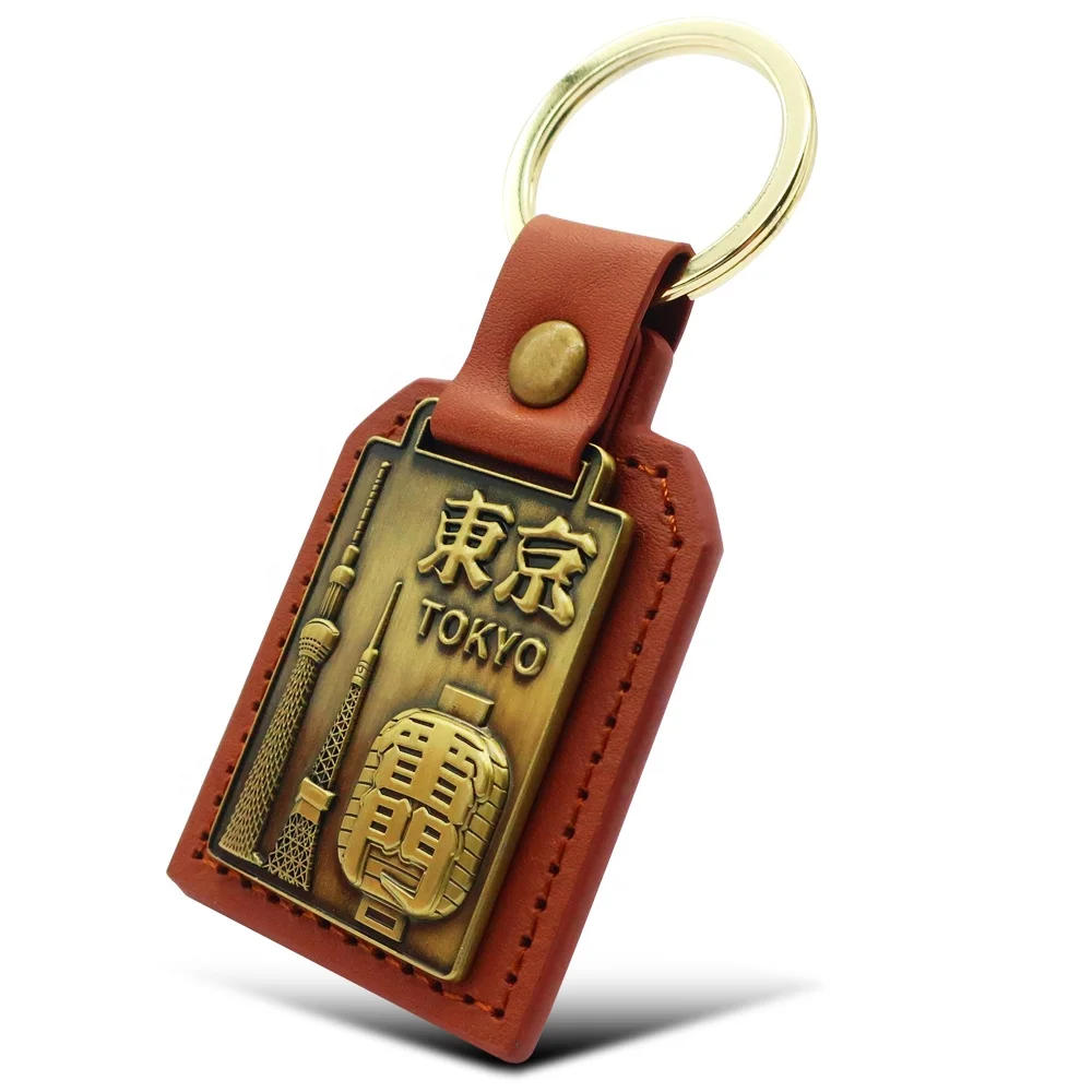custom made  tokyo tower PU leather japan japanese traditional lucky cat keychain