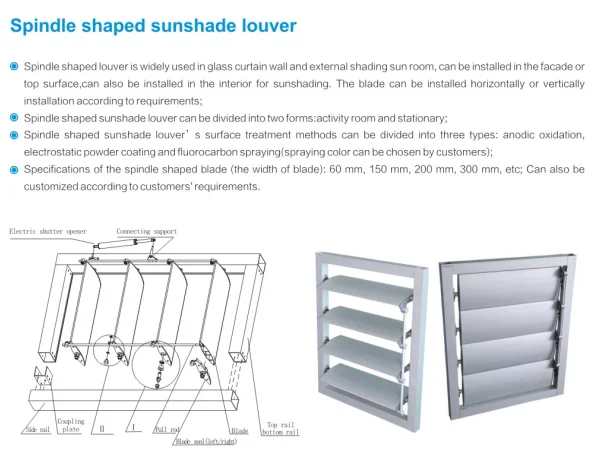 Aluminum Window Manufacturer Automatic Motorized Movable Sunshade Louver Shutter for household or office