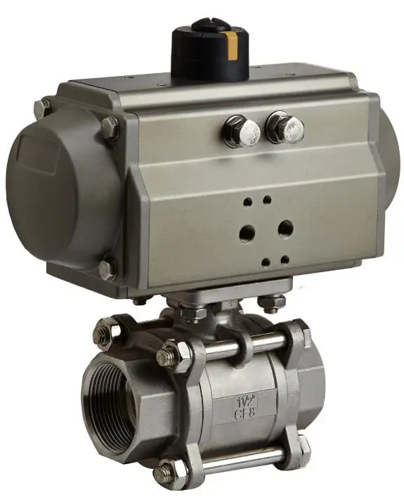 1inch  Industrial Pneumatic Actuator BSP Female Threaded three pieces Ball Valve with single acting