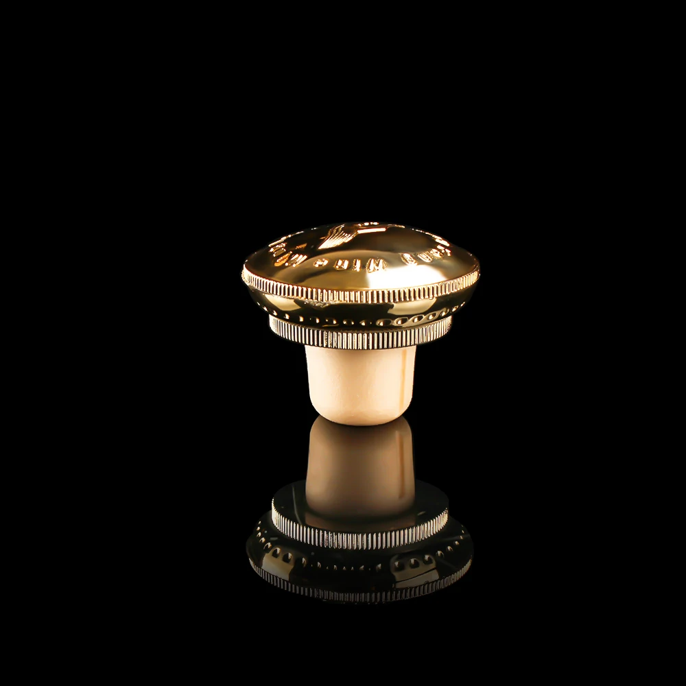Customized luxury zinc alloy engraved top T shape alcohol tequila vodka gin synthetic bar top stopper liquor bottle cork cap