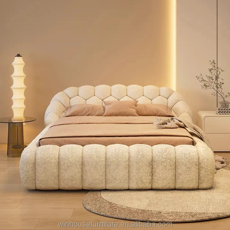 King size bed frame luxury modern up-holstered bed bedroom furniture