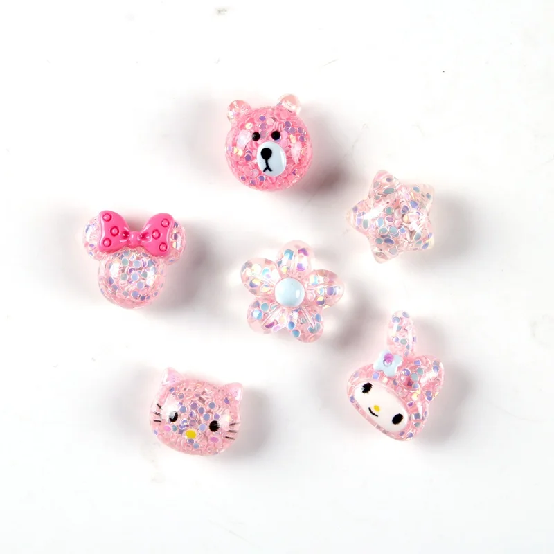 
Online Sales 3D Cute Cartoon Gift Pink Sequins Animal Resin Fridge Magnet For Kids 