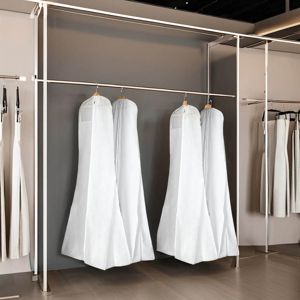 Custom Logo Foldable Oxford Non-Woven Garment Bag Dustproof Wedding Dress Cover for Long Gowns for Storage
