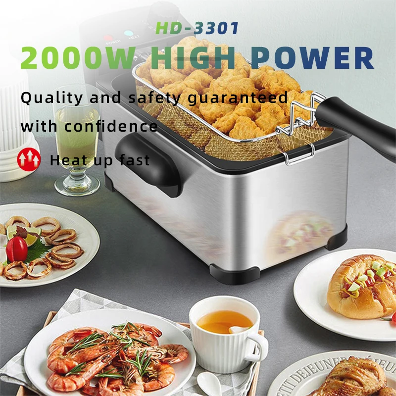 Electric commercial counter top portable 2000W 3L stainless steel single chips frier oil deep fat fryers for restaurant