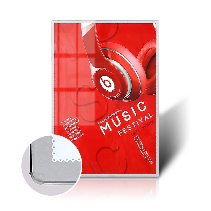 Newest A4 Custom LED Advertising Light Box Tempered Glass Photo Display Slim Thin Aluminum Poster Frame 12V Power Square