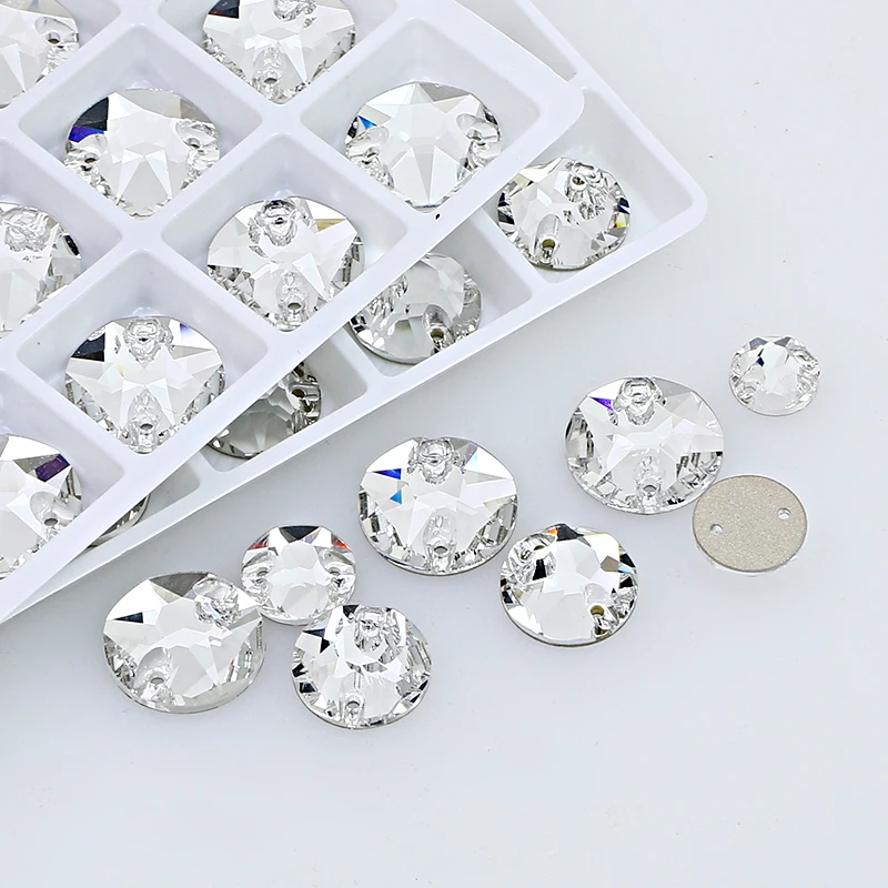 Dongzhou Round Flatback glass Rhinestone Sew on crystal wholesale lead-free crystal stone for garment shoes sewing accessories