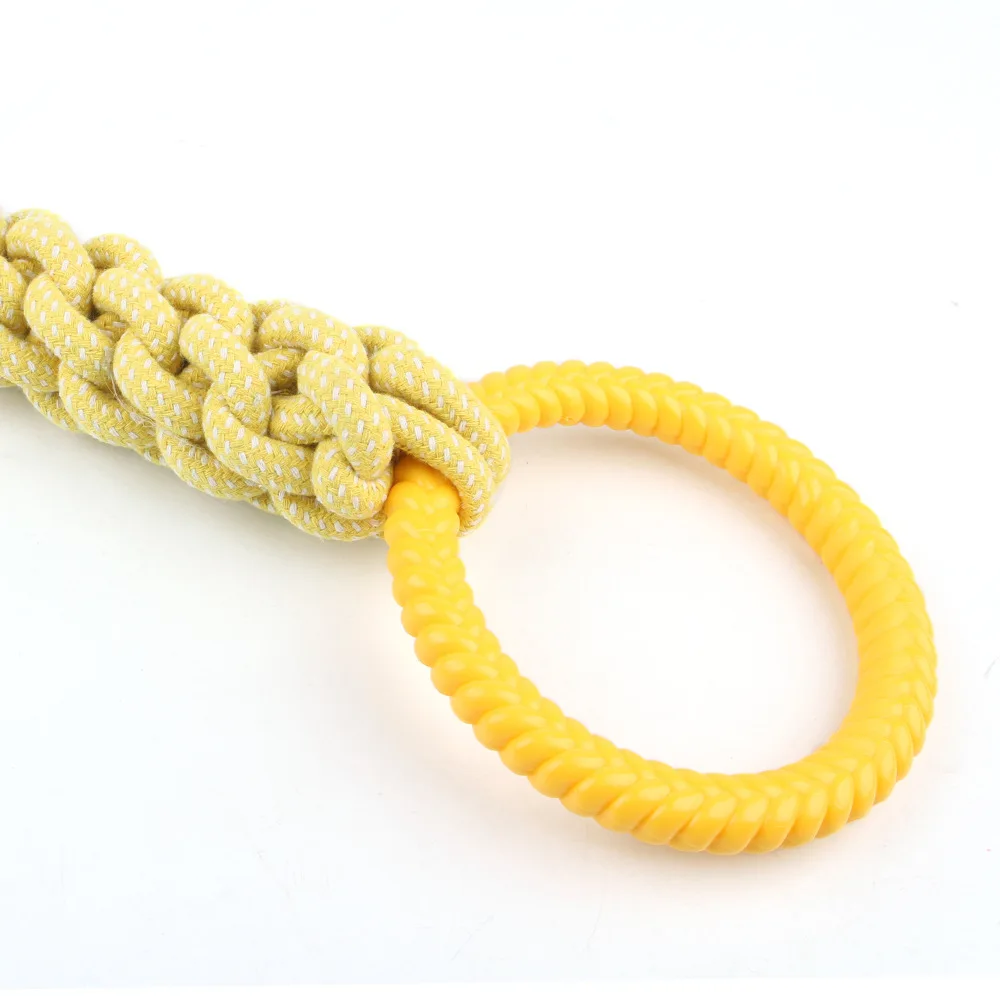 High Quality Bite Cotton Rope Knot Dog Toy with TPR Rubber Tyre for Cleaning Teeth Pet Bed Accessory