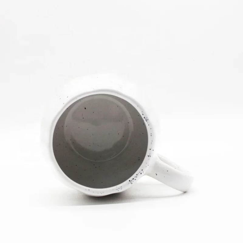 New design irregular stoneware bulk coffee mug pumpkin shaped ceramic milk tea cup with color dots