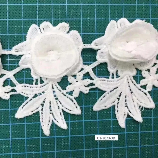 Новый гипюр кружевной отделкой с 3d цветами для изготовления платья