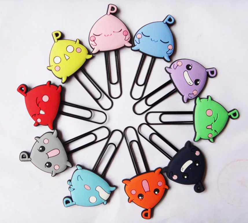 Custom soft PVC character paperclip ,cute rubber 3D bookmark clip
