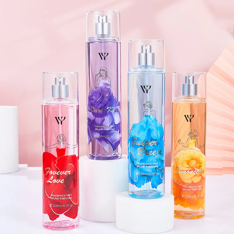 High Quality Hot Selling 236ml Floral Fruity Women Body Spray Perfume Long Lasting Body mist Fragrance Custom Logo Eau De Parfum
