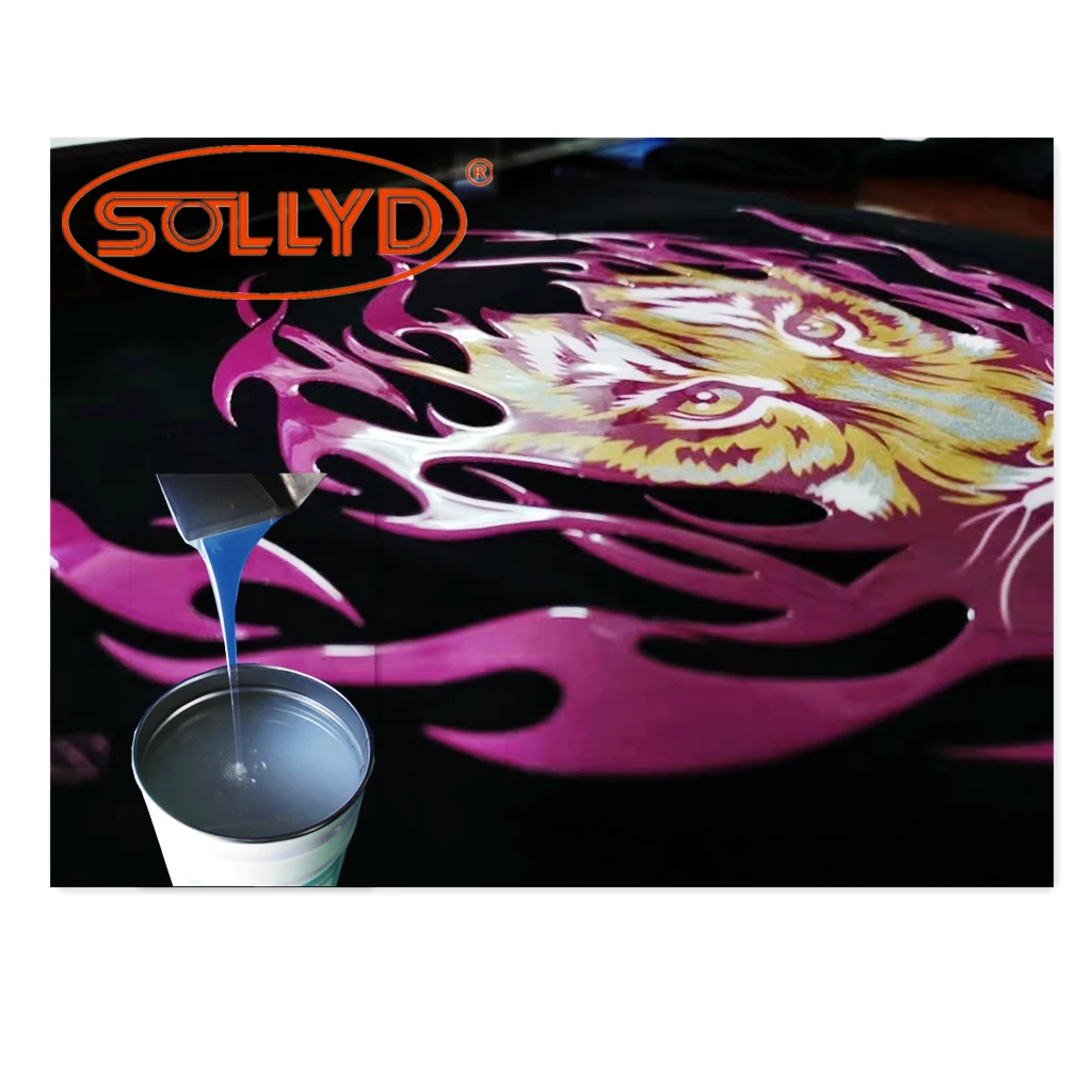 SOLLYD High Density Quality GLOSSY SILICONE Screen printing liquid ink for Shoes material