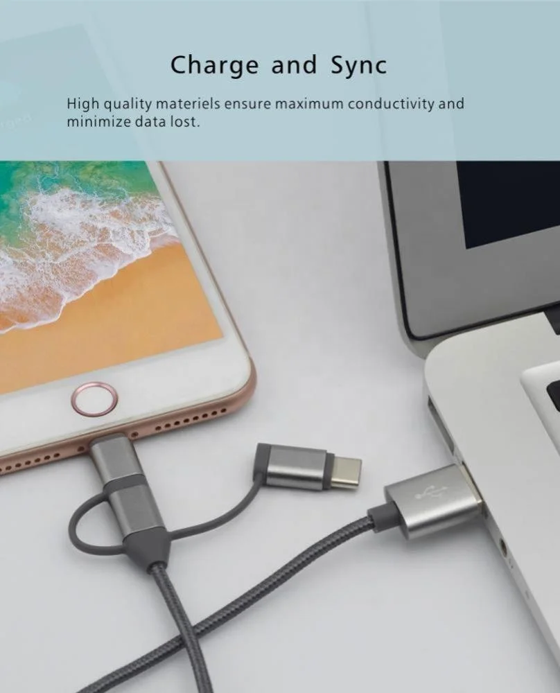  Нейлоновая оплетка MFi type c micro usb кабель для iphone 12 lightning Кабель быстрой зарядки 3 в 1 передачи