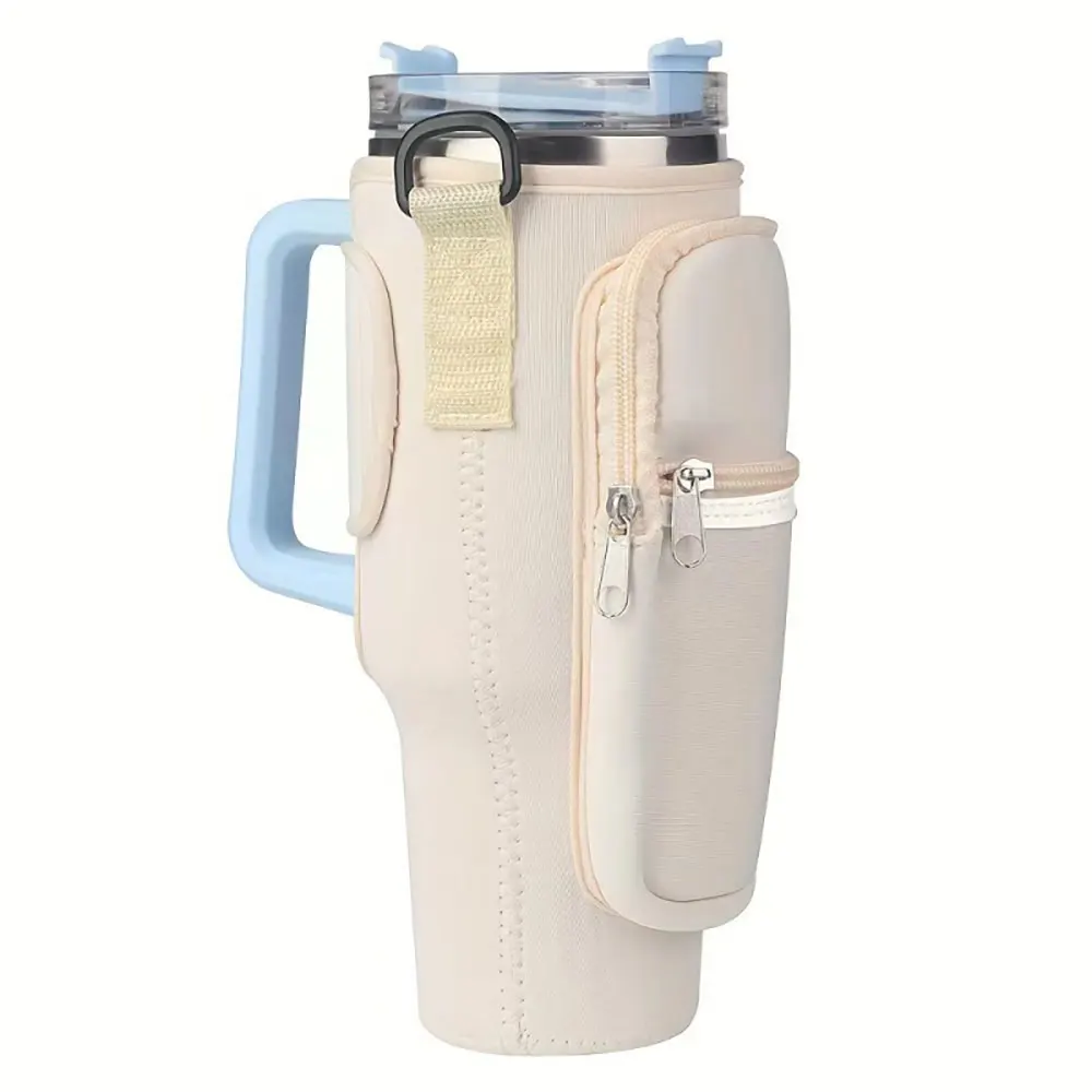 New Design Adjustable Strap Travel Sleeve Pouch Bag For Stanley Cup 40Oz With Handle Tumbler Water Bottle Thermal Case Phone