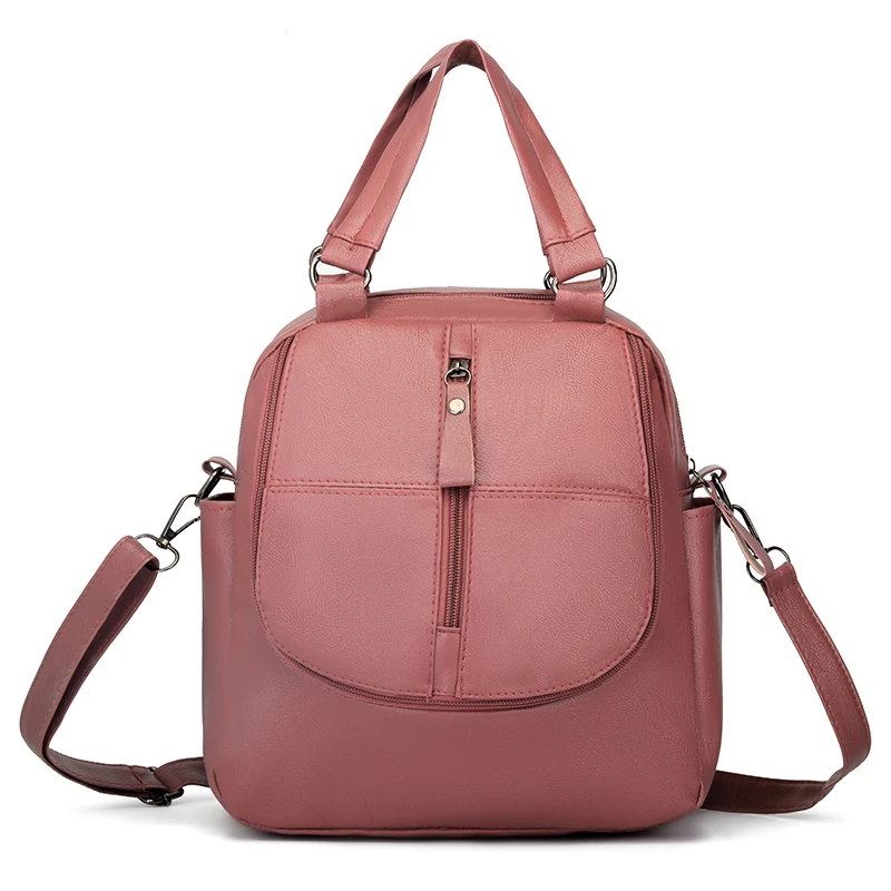 Custom Dropshipping New Fashion Multi-function PU Soft Leather Women Backpack
