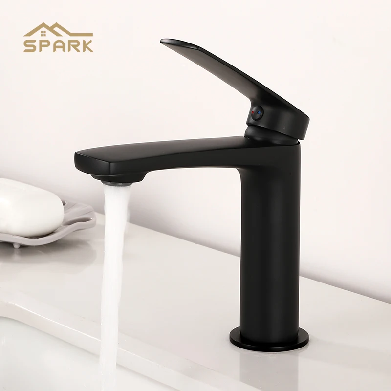 Desk Mounted Bathroom Fitting Modern Style Bathroom Furniture Matt Black Solid Brass Sink Faucet