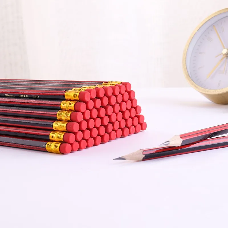 with eraser for school promotion Custom logo hexagon wooden hb standard pencil