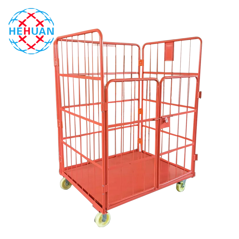 Logistics Folding Transport Roller Cage Trolley Metal Parts Logistics Turnover Trolley Rack (1600620921229)