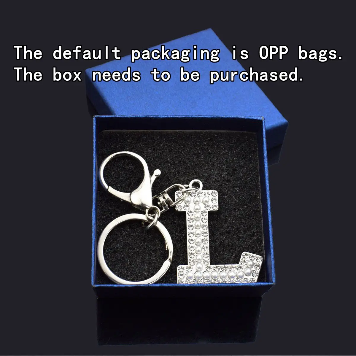 26 Letters Shiny Rhinestone Car Key Ring Bag Accessory Pearl Letter Keychain Initial Key Chain for Girl Women