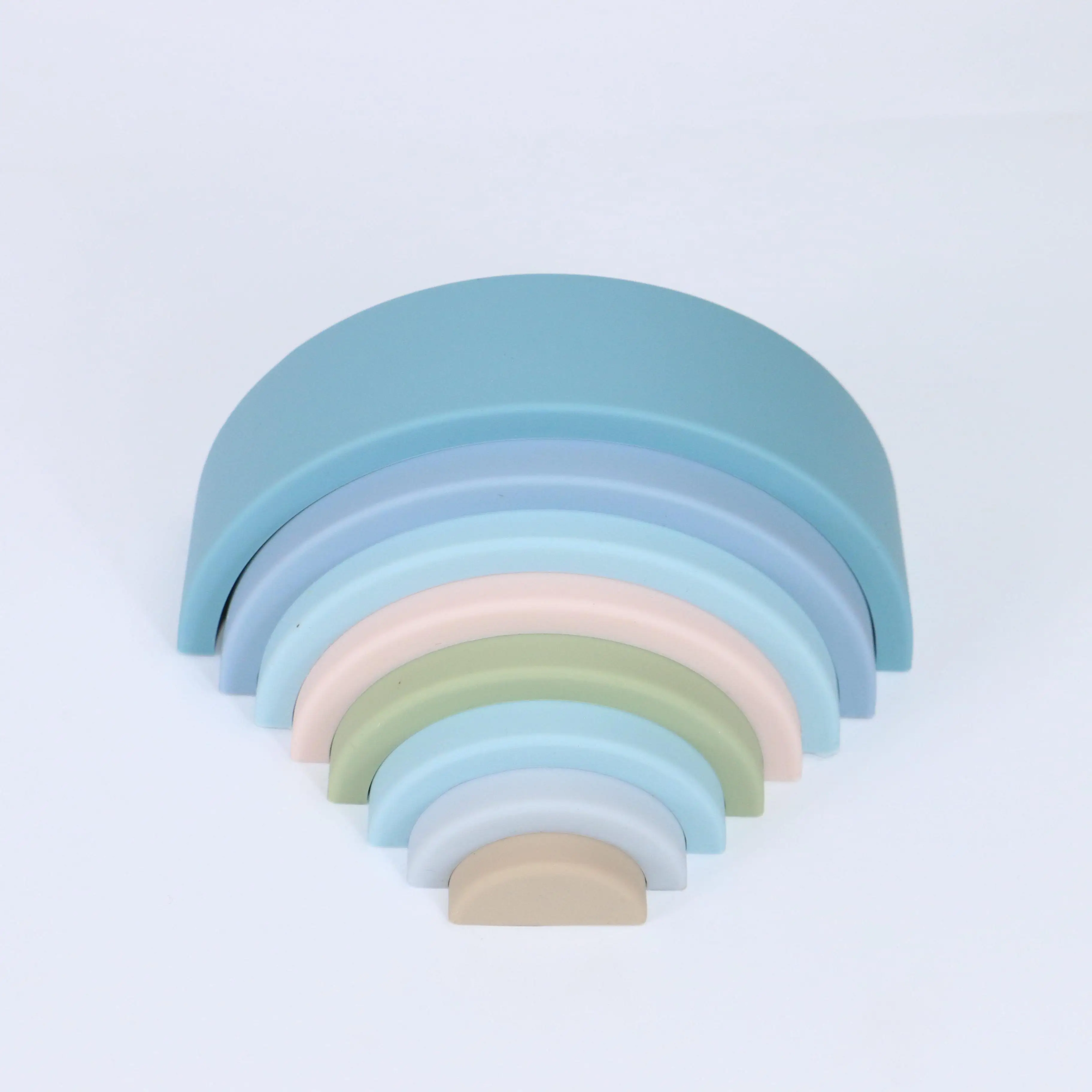 Silicone Rainbow Stacking Toy, Small Pastel Rainbow Stacker, 8 Piece Rainbow Stacking Toy for Baby/Toddlers/Kids