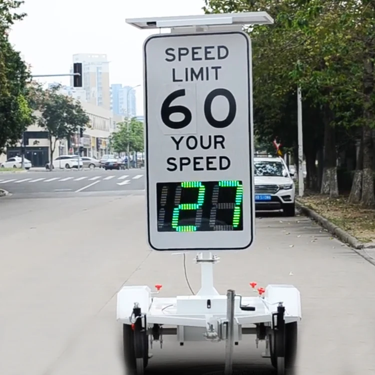 Highway Car Trailer Speed Signal Lamp Sensor movable Solar Powered Radar Speed Sign with Trailer driver feedback sign