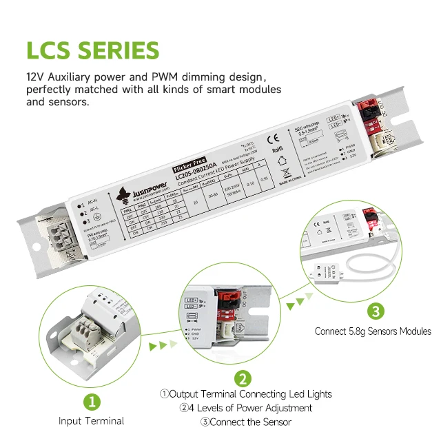 40W  led driver  tri-level dimming 12V dimmable PWM  with light controller sensor module led driver  light