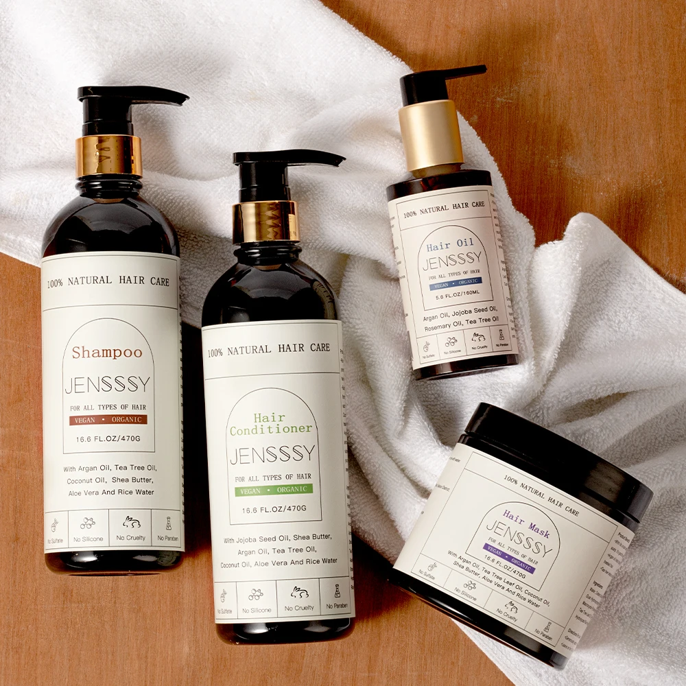 Без сульфата против перхоти фирменная марка Органическая маска аргановое масло рисовое шампунь с алоэ вера и кондиционер набор для ухода за волосами