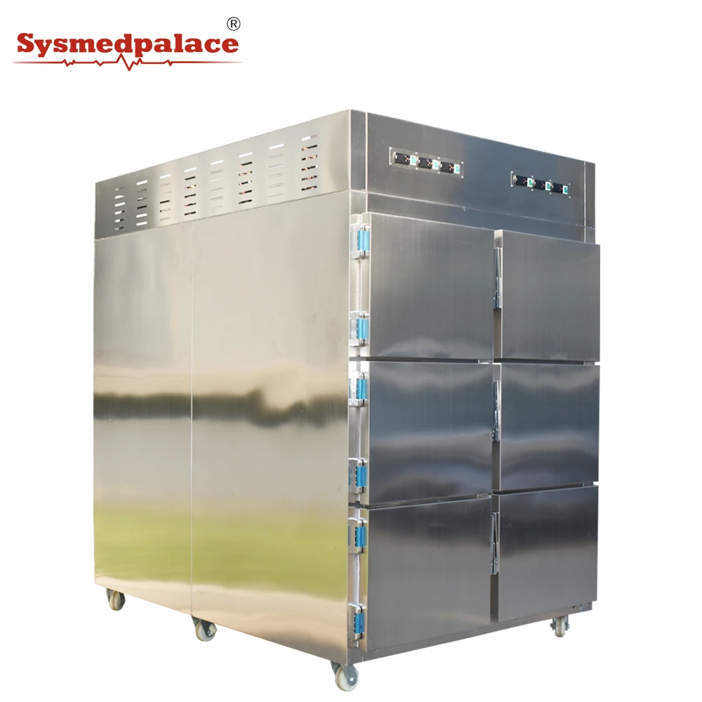 SYSMEDPALACE hot sale 6 cabinet body storage morgue freezer funeral supplies mortuary refrigerators manufacture
