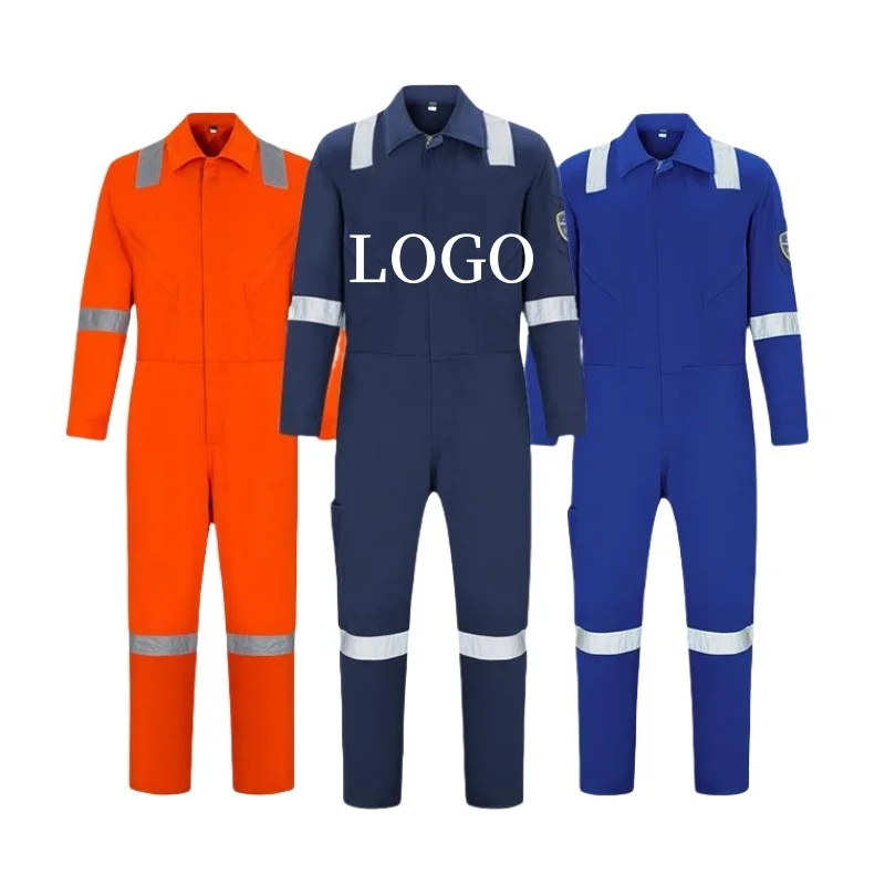 OEM Design High Visibility 100 Cotton Twill Fire Retardant Road Safety Suit One Piece Security Hi Vis Workwear Work Overalls