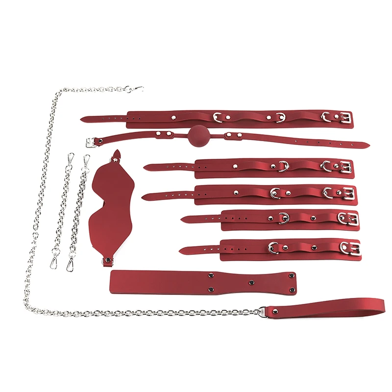 Sexy Lingerie For Woman Couples Cosplay Adults Games Bdsm Handcuffs Collar Whip Toys Accessories Bondage Set