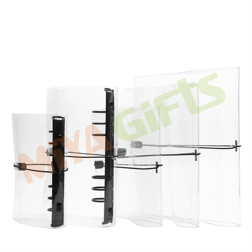 Custom A4 A5 A6 A7 clear binder transparent vinyl plastic planner cover 6 black ring notebook with elastic string closure