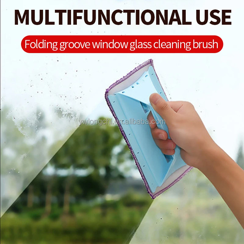 Multifunctional 2 in 1 Plastic Adjustable Window Glass Cleaning Wiper Set Household Cleaner Brush Tool for Window Gap